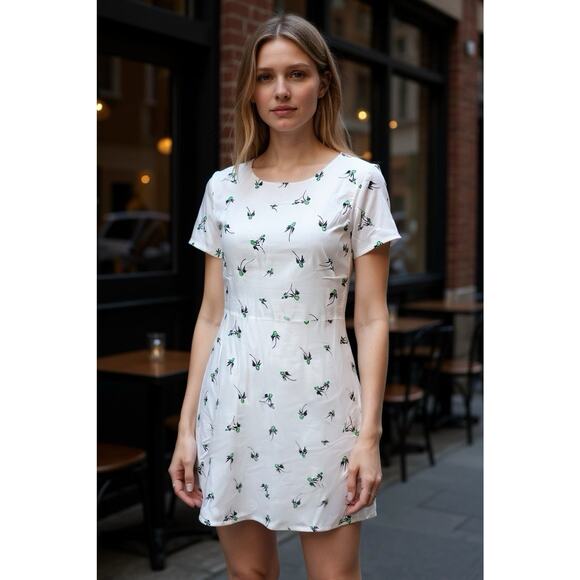 Free People Magot Printed Slip Mini Dress Blue Combo Floral Semi-Sheer Size 6 - Picture 1 of 8